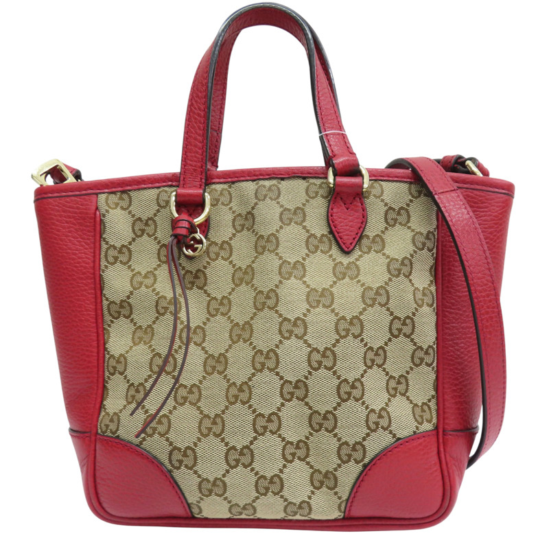 緹花帆布 紅色牛皮飾邊 肩背包【GUCCI 古馳】 449241-0