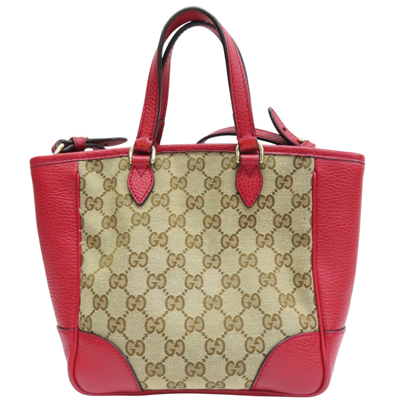 緹花帆布 紅色牛皮飾邊 肩背包【GUCCI 古馳】 449241-1