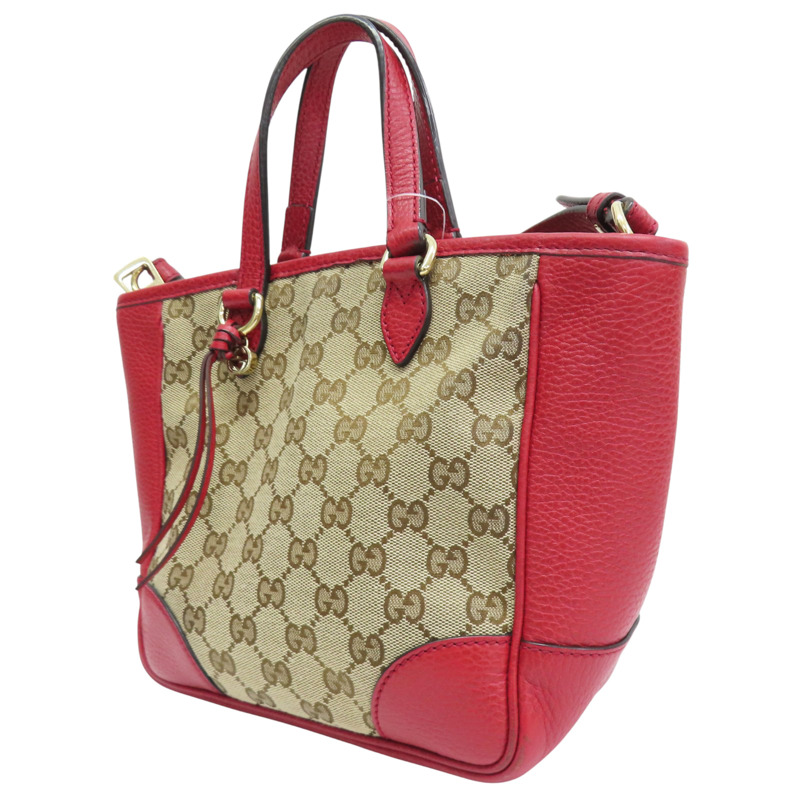 緹花帆布 紅色牛皮飾邊 肩背包【GUCCI 古馳】 449241-2
