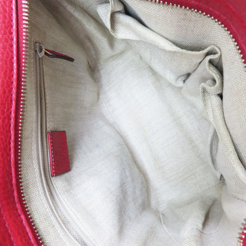 緹花帆布 紅色牛皮飾邊 肩背包【GUCCI 古馳】 449241-4