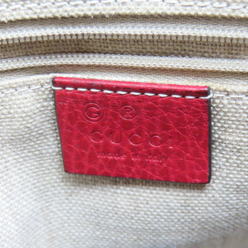 緹花帆布 紅色牛皮飾邊 肩背包【GUCCI 古馳】 449241-6