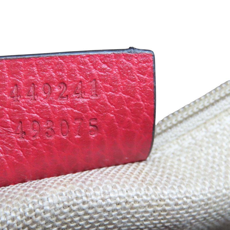 緹花帆布 紅色牛皮飾邊 肩背包【GUCCI 古馳】 449241-7