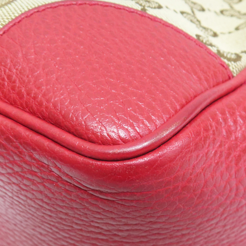 緹花帆布 紅色牛皮飾邊 肩背包【GUCCI 古馳】 449241-10