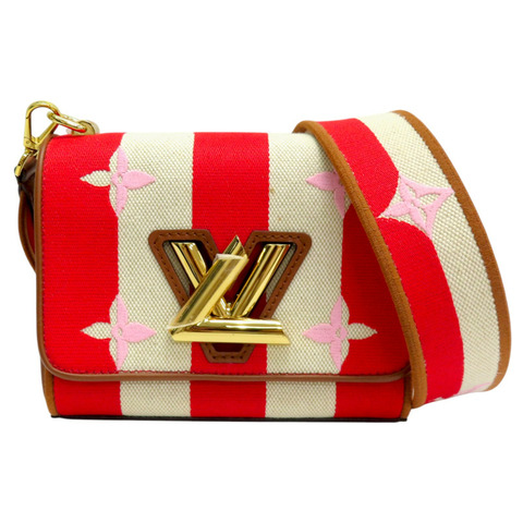 紅白條紋 PVC塗層帆布 Twist PM 肩背包【LOUIS VUITTON LV 路易威登】 M57722
