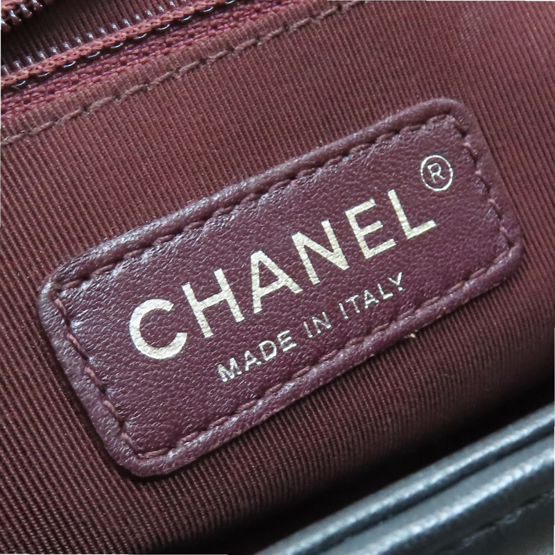 黑色 牛皮 山形紋 Boy28 銀扣 肩背包【CHANEL 香奈兒】-8