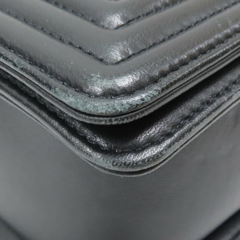 黑色 牛皮 山形紋 Boy28 銀扣 肩背包【CHANEL 香奈兒】-15