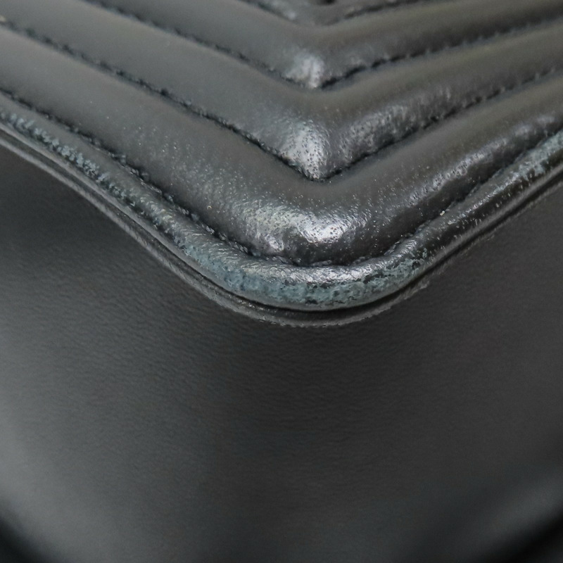 黑色 牛皮 山形紋 Boy28 銀扣 肩背包【CHANEL 香奈兒】-16