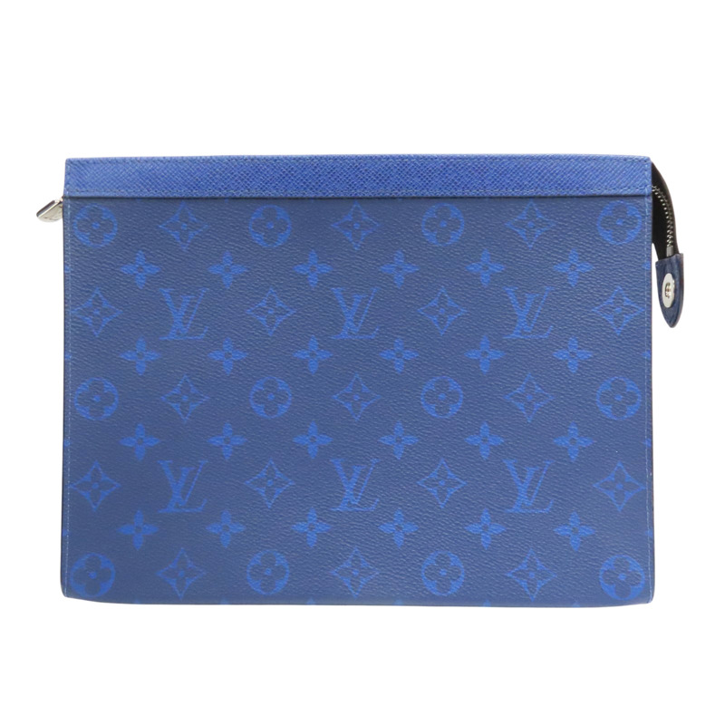 藍色 原花 PVC Pochette Voyage MM 拉鍊手拿包【LOUIS VUITTON LV 路易威登】 M30423-0