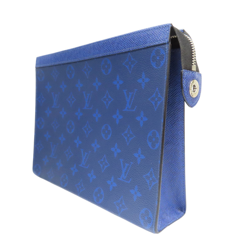 藍色 原花 PVC Pochette Voyage MM 拉鍊手拿包【LOUIS VUITTON LV 路易威登】 M30423-2