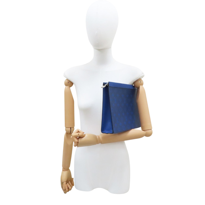 藍色 原花 PVC Pochette Voyage MM 拉鍊手拿包【LOUIS VUITTON LV 路易威登】 M30423-7