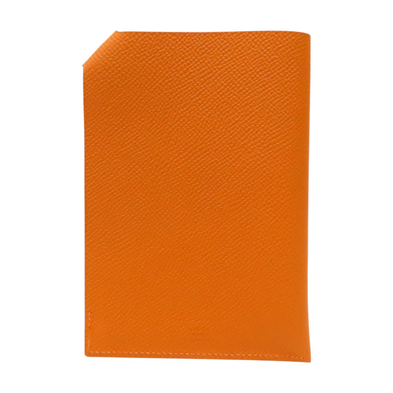 橘色 Epsom牛皮 銀扣 護照夾 U刻【HERMES 愛馬仕】-1