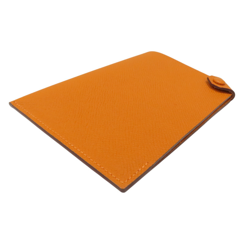橘色 Epsom牛皮 銀扣 護照夾 U刻【HERMES 愛馬仕】-2