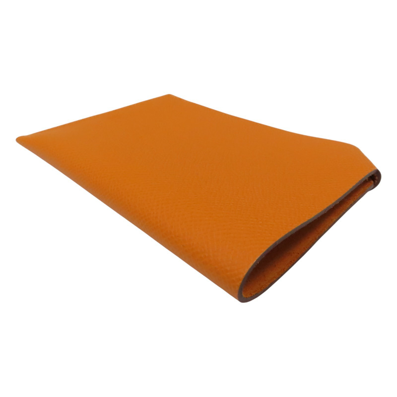 橘色 Epsom牛皮 銀扣 護照夾 U刻【HERMES 愛馬仕】-3