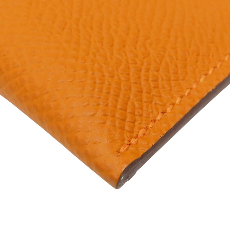 橘色 Epsom牛皮 銀扣 護照夾 U刻【HERMES 愛馬仕】-7