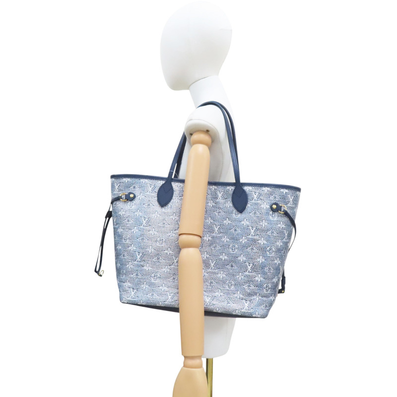 藍銀色 原花 PVC帆布 Neverfull MM 托特包【LOUIS VUITTON LV 路易威登】 M22921-7
