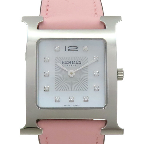 母貝錶盤 皮帶 不鏽鋼 11PD鑽石 Heure H 腕錶【HERMES 愛馬仕】 HH1.510
