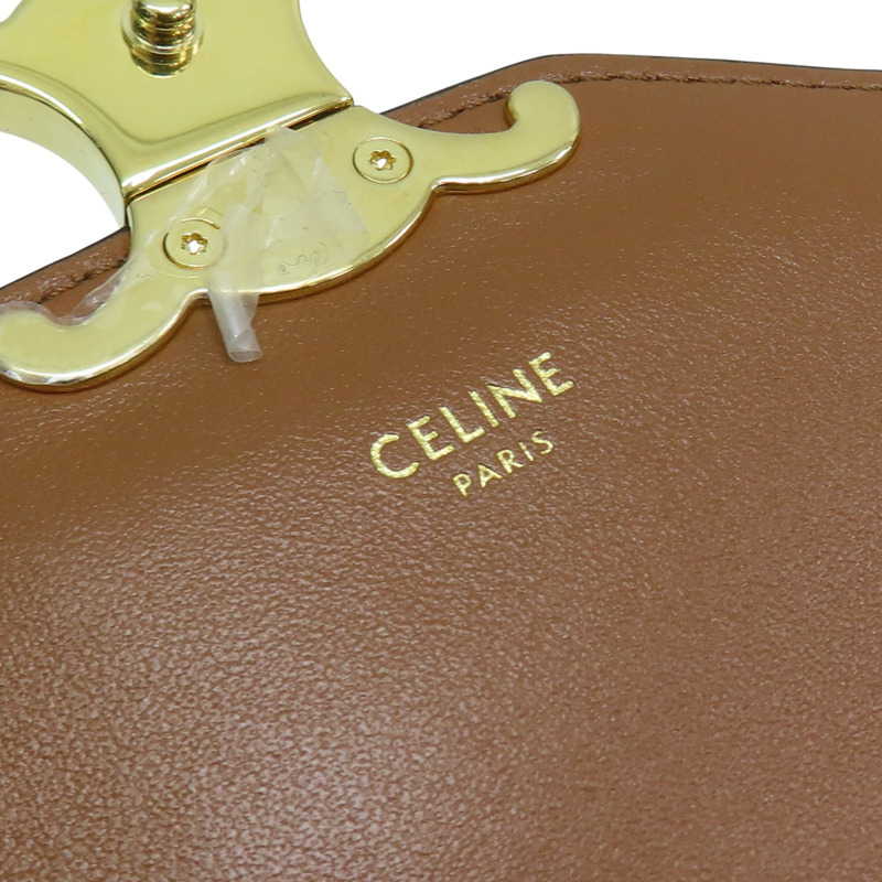 米白/棕色 帆布 牛皮 TRIOMPHE 肩背包  【CELINE 賽琳】-8