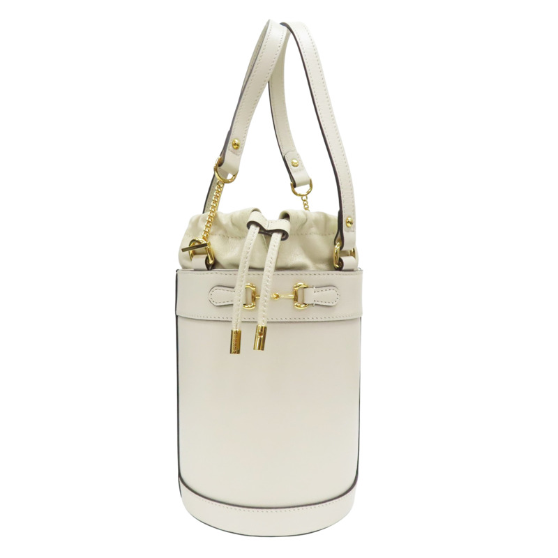 米白色 牛皮 1955 馬銜扣 水桶包 手提包【GUCCI 古馳】 637115-0