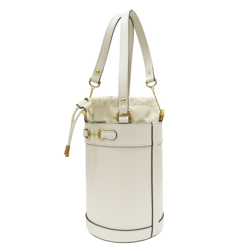 米白色 牛皮 1955 馬銜扣 水桶包 手提包【GUCCI 古馳】 637115-2