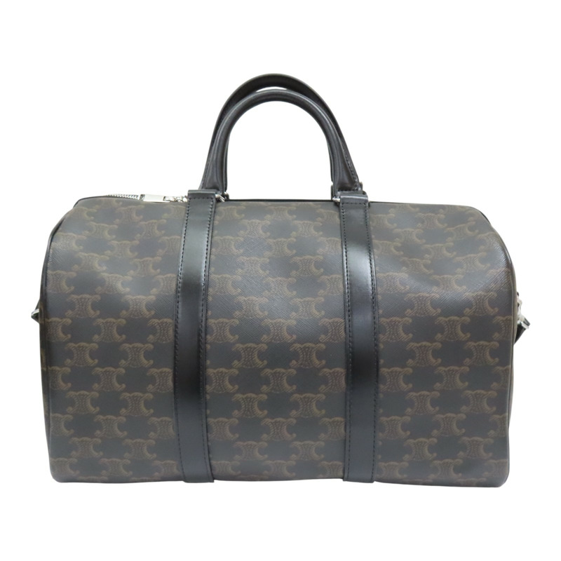 黑/棕色 帆布 LARGE BOSTON TRIOMPHE 兩用包 118552CHI【CELINE 賽琳】 118552CHI-1