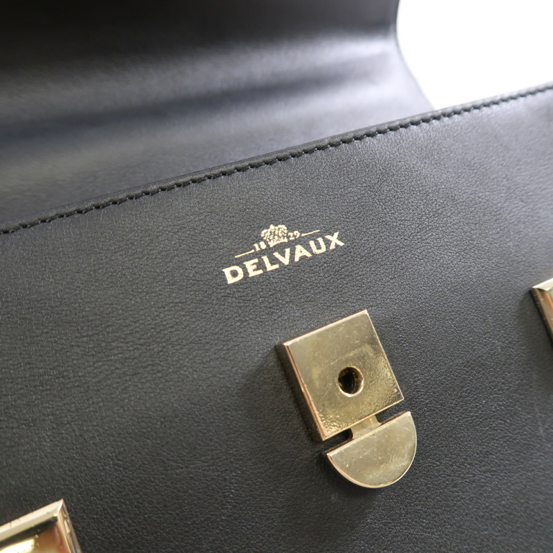 Delvaux 【激減優惠】牛皮皮革Delvaux Tempete MM金扣手挽肩背兩用袋黑色-5