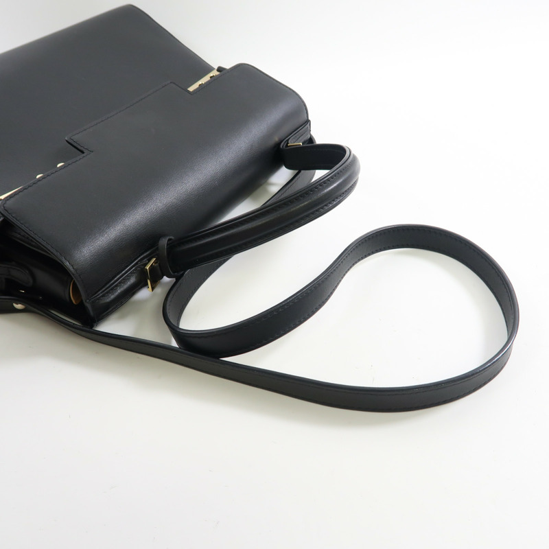 Delvaux 【激減優惠】牛皮皮革Delvaux Tempete MM金扣手挽肩背兩用袋黑色-6