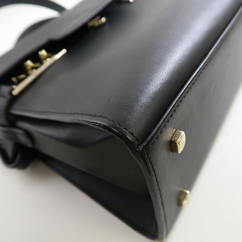 Delvaux 【激減優惠】牛皮皮革Delvaux Tempete MM金扣手挽肩背兩用袋黑色-8