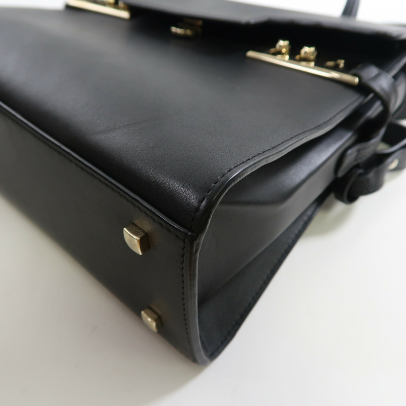 Delvaux 【激減優惠】牛皮皮革Delvaux Tempete MM金扣手挽肩背兩用袋黑色-9