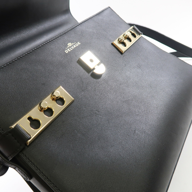 Delvaux 【激減優惠】牛皮皮革Delvaux Tempete MM金扣手挽肩背兩用袋黑色-15