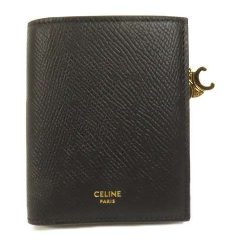 CELINE 牛皮皮革Triomphe Compact Wallet金扣錢包