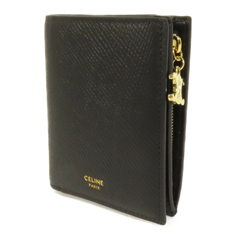 CELINE 牛皮皮革Triomphe Compact Wallet金扣錢包-2