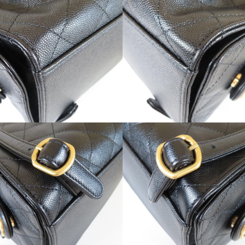 【巴黎站二手名牌專賣店】＊現貨＊CHANEL 香奈兒 真品＊AS5600 黑色荔枝牛皮復古金雙C束口後背包 25中型背包-4