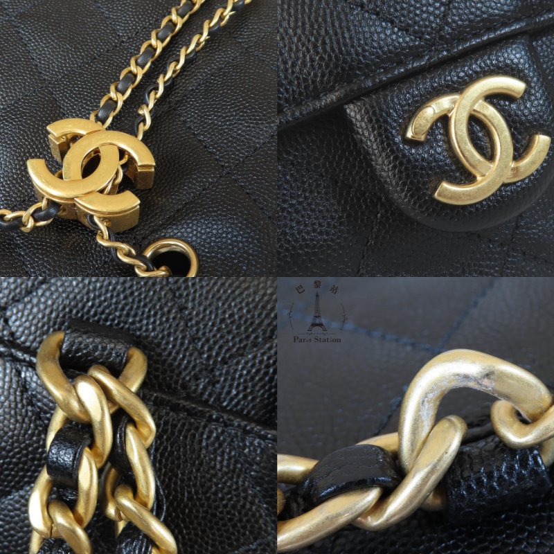 【巴黎站二手名牌專賣店】＊現貨＊CHANEL 香奈兒 真品＊AS5600 黑色荔枝牛皮復古金雙C束口後背包 25中型背包-5