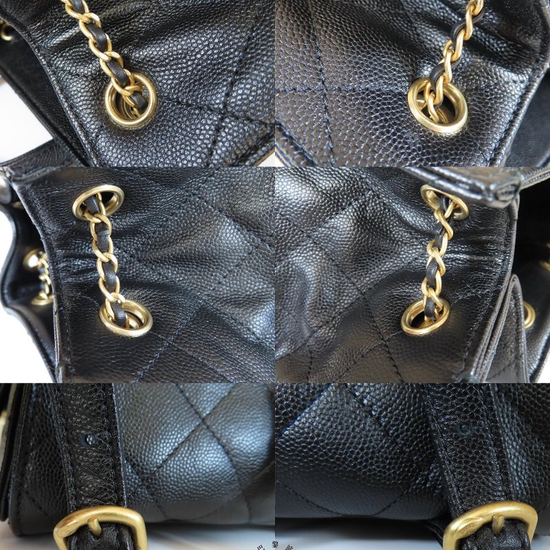 【巴黎站二手名牌專賣店】＊現貨＊CHANEL 香奈兒 真品＊AS5600 黑色荔枝牛皮復古金雙C束口後背包 25中型背包-6