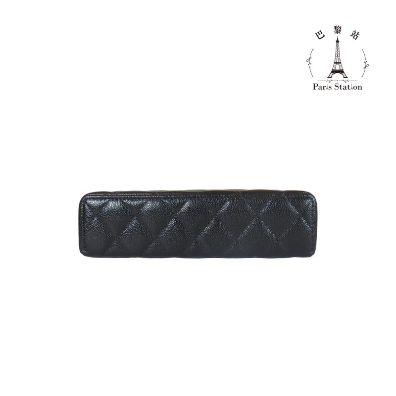 【巴黎站二手名牌專賣店】*全新現貨*CHANEL 香奈兒 真品*AP4385 黑菱格荔枝牛皮淡金雙C LP手提飯盒鍊包-2