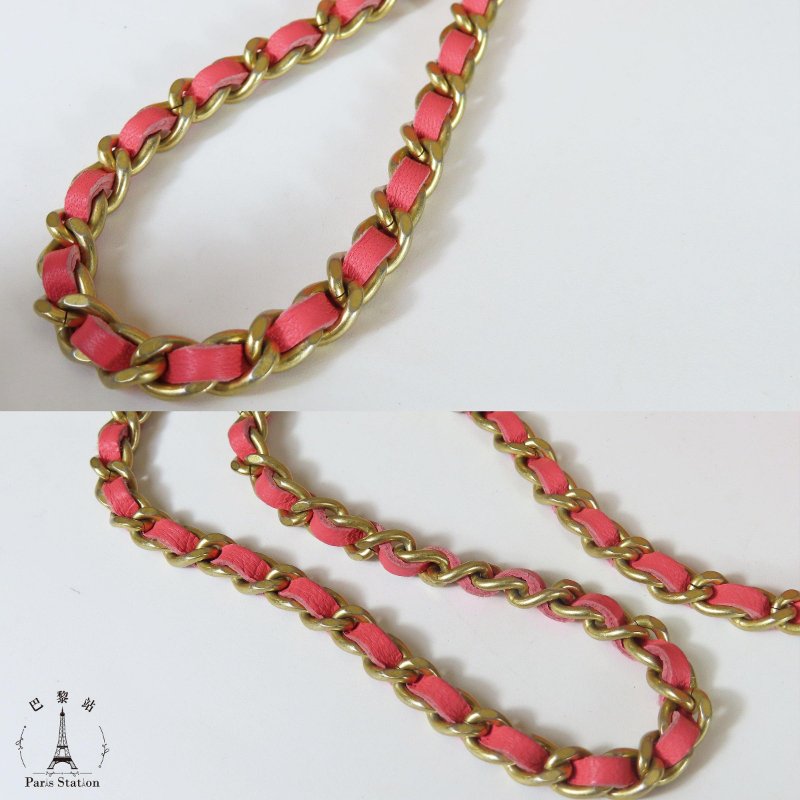 【巴黎站二手名牌專賣店】*現貨*CHANEL香奈兒真品*粉色菱格紋皮革金雙C金球圓餅包-8