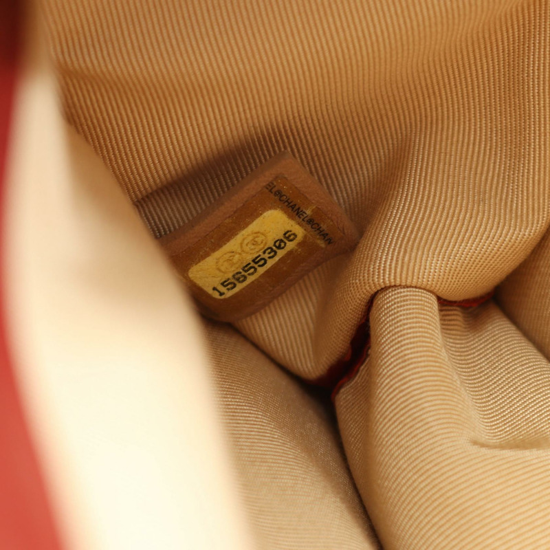 香奈兒斜紋縫線鏈單肩包，羊皮材質，紅色，二手，女士，金色五金-4