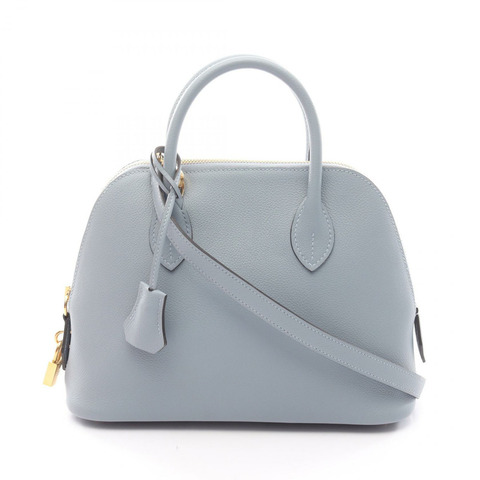 愛馬仕 Bolide 1923 25 Verso 單肩手提包，Z Evercolor 皮革，藍色襯裡，金色五金