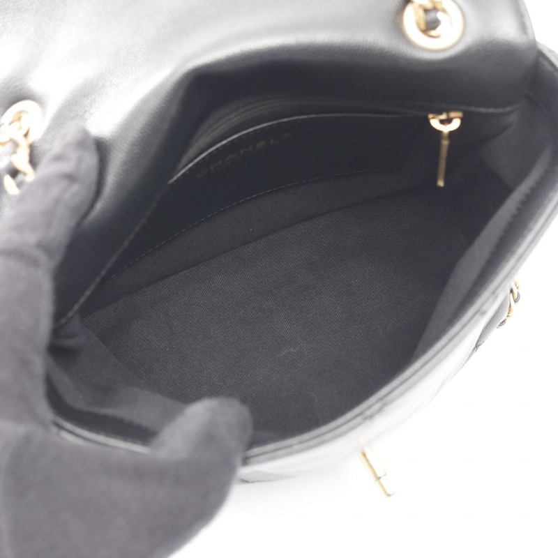 香奈兒 (CHANEL) 山茶花絎縫雙肩包/鏈條包 AS4490 皮革 BK 二手 GHW-2