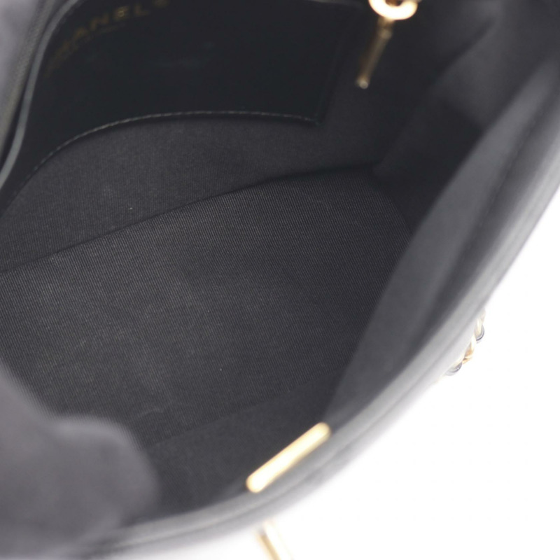 香奈兒 (CHANEL) 山茶花絎縫雙肩包/鏈條包 AS4490 皮革 BK 二手 GHW-5