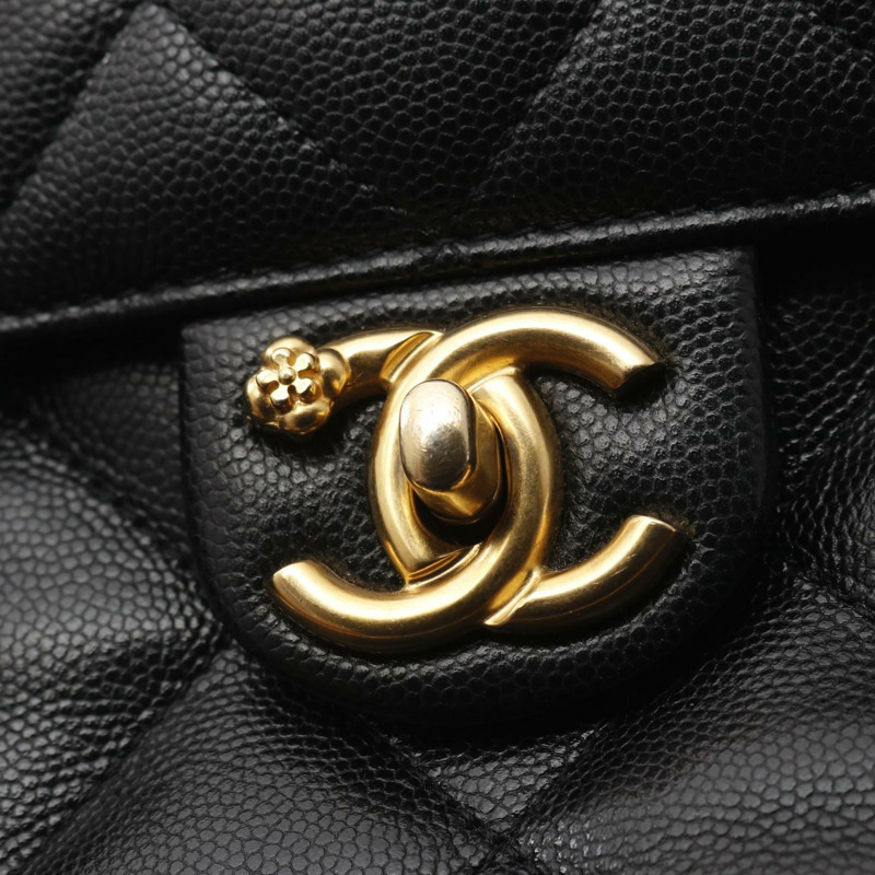 香奈兒 (CHANEL) 山茶花絎縫雙肩包/鏈條包 AS4490 皮革 BK 二手 GHW-6