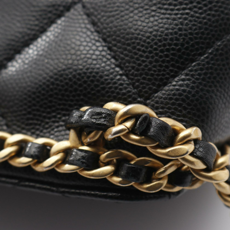 香奈兒 (CHANEL) 山茶花絎縫雙肩包/鏈條包 AS4490 皮革 BK 二手 GHW-8