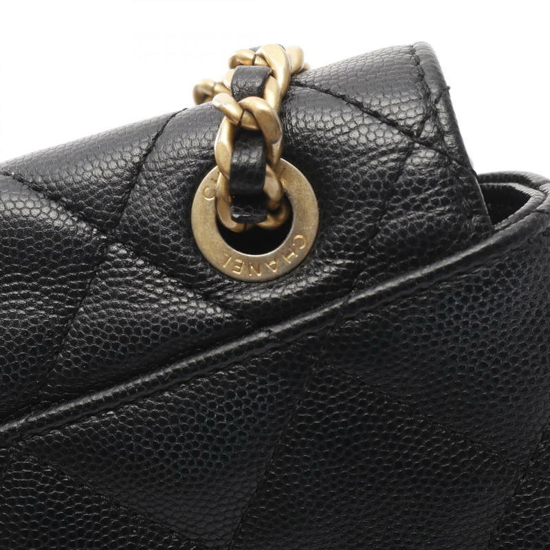 香奈兒 (CHANEL) 山茶花絎縫雙肩包/鏈條包 AS4490 皮革 BK 二手 GHW-9