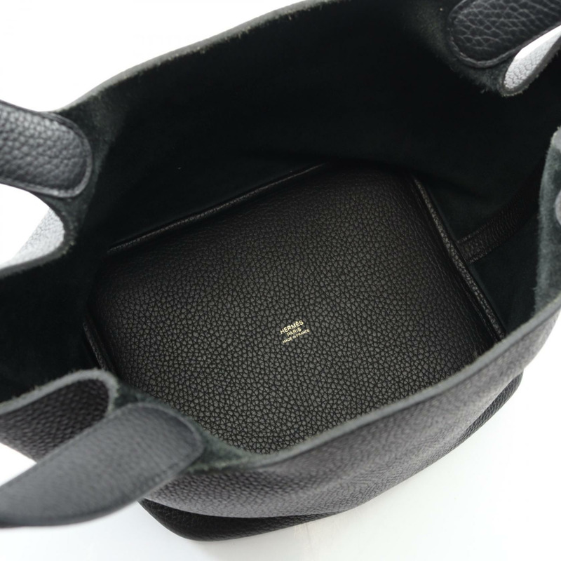愛馬仕 Picotin Lock MM 手提包 060991CC Clemence 皮革 黑色 GHW 二手 Y-2