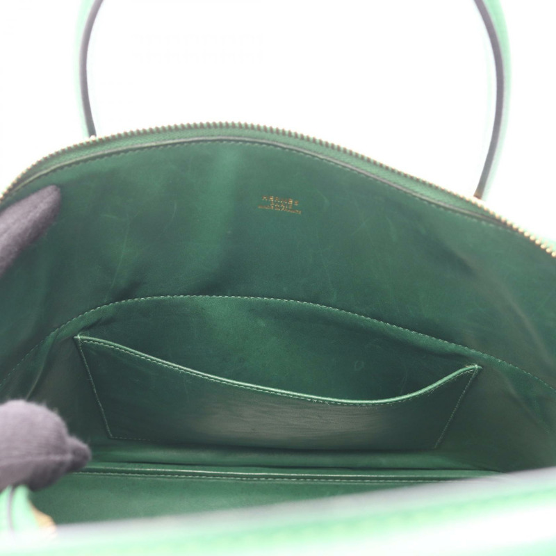愛馬仕 Bolide35 肩背包，庫爾舍維爾皮革，綠色，二手，女士，金色五金-8