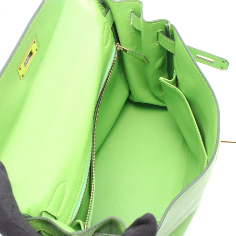 愛馬仕 Kelly 28 單肩手提包,F Gulliver 皮革,蘋果綠,二手,女士,金色五金-2