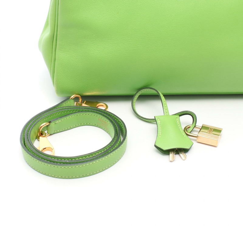 愛馬仕 Kelly 28 單肩手提包,F Gulliver 皮革,蘋果綠,二手,女士,金色五金-5