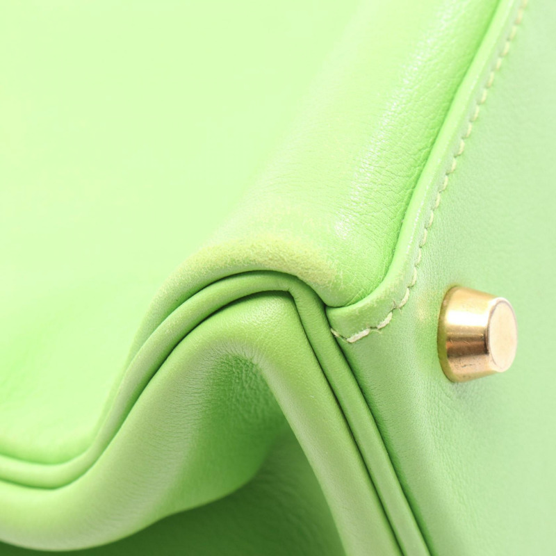 愛馬仕 Kelly 28 單肩手提包,F Gulliver 皮革,蘋果綠,二手,女士,金色五金-8