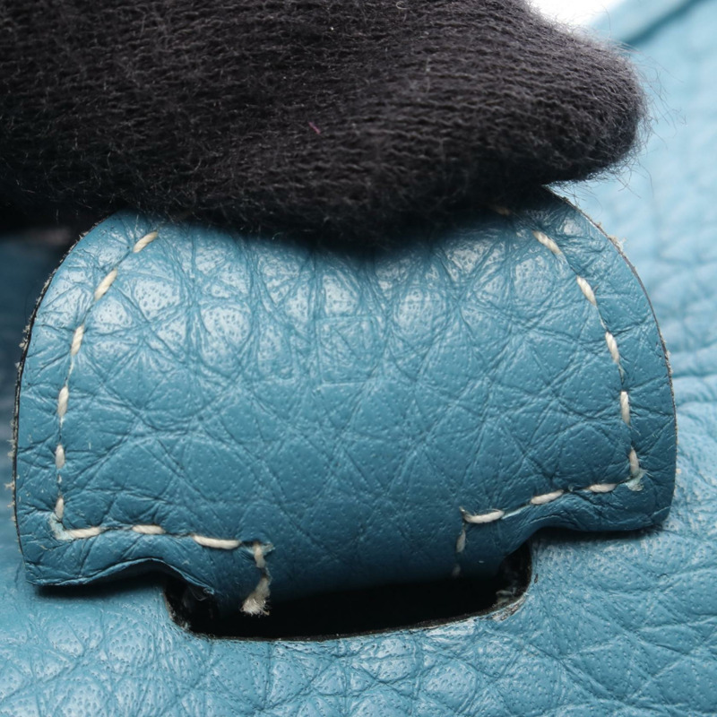 愛馬仕 Evelyne 3 Trois PM 單肩斜背包，皮革材質，藍色牛仔布，二手，附五金配件。-4