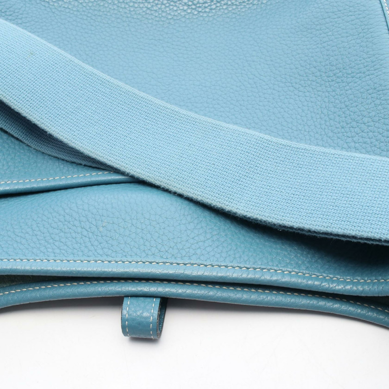 愛馬仕 Evelyne 3 Trois PM 單肩斜背包，皮革材質，藍色牛仔布，二手，附五金配件。-8